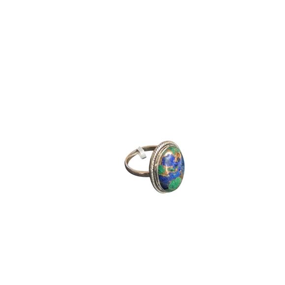 Chrysocolla Statement Ring | 925 Sterling Silver | Size 7 - Picture 3 of 3